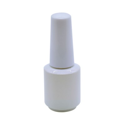 hot selling 15ml round white coating gel nail polish glass bottle with brush