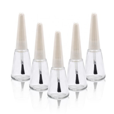 10ml empty cone shape transparent glass bottle nail polish oil bottle with cap and brush